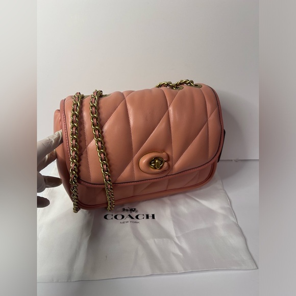 Coach Pillow Madison Shoulder Bag With Quilting C8560 Nappa Leather In Coral EUC - Picture 15 of 16